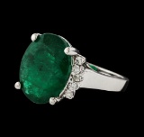 7.35 ctw Emerald and Diamond Ring - 14KT White Gold