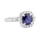 2.58 ctw Sapphire And Diamond Ring - 14KT White Gold