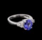 2.06 ctw Tanzanite and Diamond Ring - 14KT White Gold