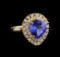 3.62 ctw Tanzanite and Diamond Ring - 14KT Yellow Gold