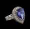 14KT White Gold 4.12 ctw Tanzanite and Diamond Ring