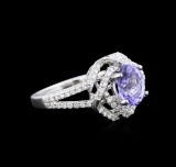 1.63 ctw Tanzanite and Diamond Ring - 18KT White Gold