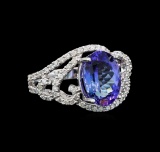 14KT White Gold 3.23 ctw Tanzanite and Diamond Ring