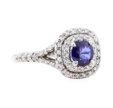 1.44 ctw Sapphire And Diamond Ring - 14KT White Gold