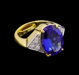 9.52 ctw Tanzanite and Diamond Ring - 18KT Yellow Gold