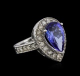 14KT White Gold 4.12 ctw Tanzanite and Diamond Ring