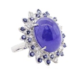 26.38 ctw Tanzanite and Diamond Ring - 14KT White Gold