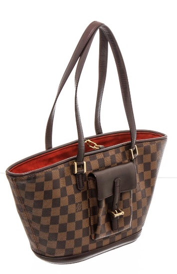 Louis Vuitton Damier Ebene Canvas Leather Manosque PM Bag