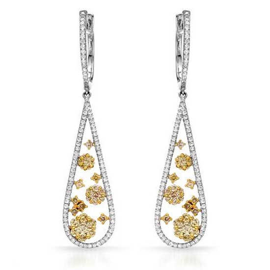 18k White Gold 1.86CTW Diamond Earrings, (SI1-SI2/VS2-SI1/G-H)