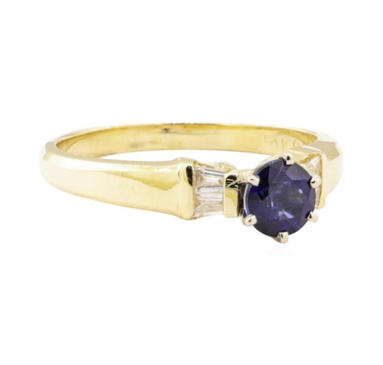 0.98 ctw Blue Sapphire and Diamond Ring - 14KT Yellow Gold