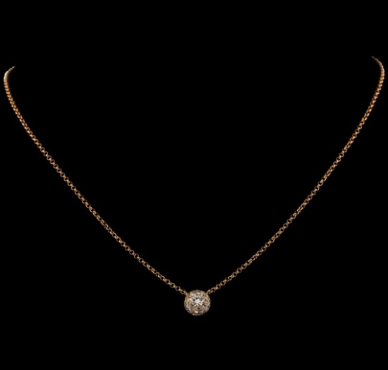 0.88 ctw Diamond Necklace - 18KT Rose Gold