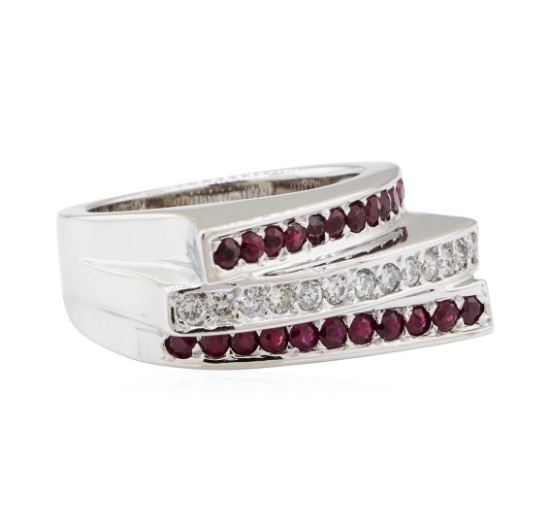 1.07 ctw Diamond and Ruby Ring - 14KT White Gold