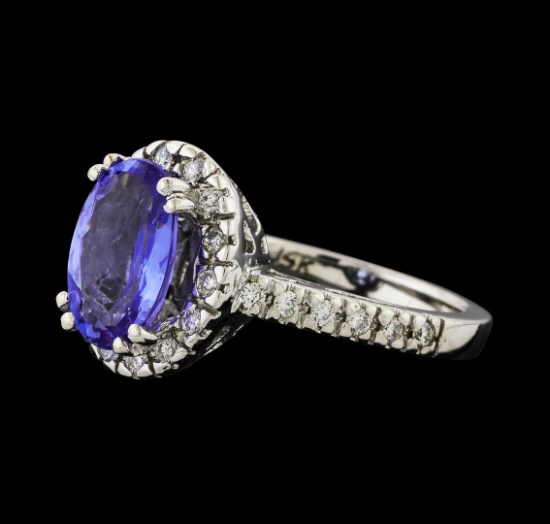 2.80 ctw Tanzanite and Diamond Ring - 14KT White Gold