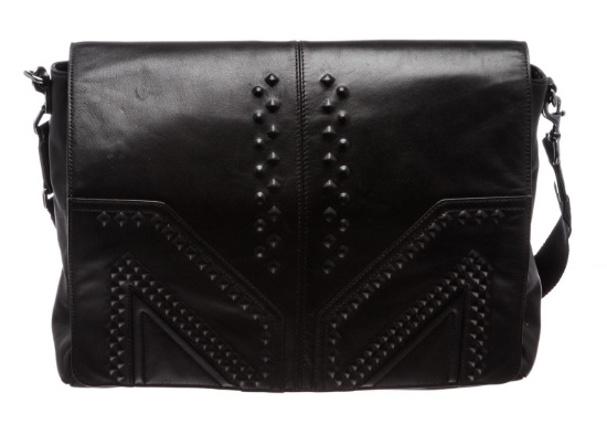 MCM M. Moment Black Leather Messenger Bag