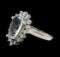 3.60 ctw Aquamarine and Diamond Ring - 14KT White Gold