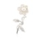 0.53 ctw Diamond and Pearl Flower Pin - 18KT White Gold