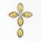 18K Gold Silver Bead Work Marquise Cross Pendant & Bezel Diamond