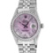 Rolex Mens Stainless Steel Pink MOP Baguette Diamond 36MM Datejust Wristwatch