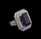 14KT White Gold 11.14 ctw Amethyst and Diamond Ring