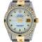 Rolex Mens 2 Tone 14K Lugs MOP Emerlads & Diamond 36MM Datejust