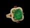 14KT Yellow Gold 6.04 ctw Emerald, Ruby and Diamond Ring