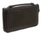 Bottega Veneta Black Woven Leather Large Zippy Wallet.