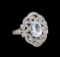 1.92 ctw Aquamarine and Diamond Ring - 14KT White Gold