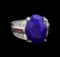 16.00 ctw Lapis Lazuli, Ruby and Diamond Ring - Platinum