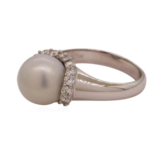 0.40 ctw Diamond and Pearl Ring - 18KT White Gold