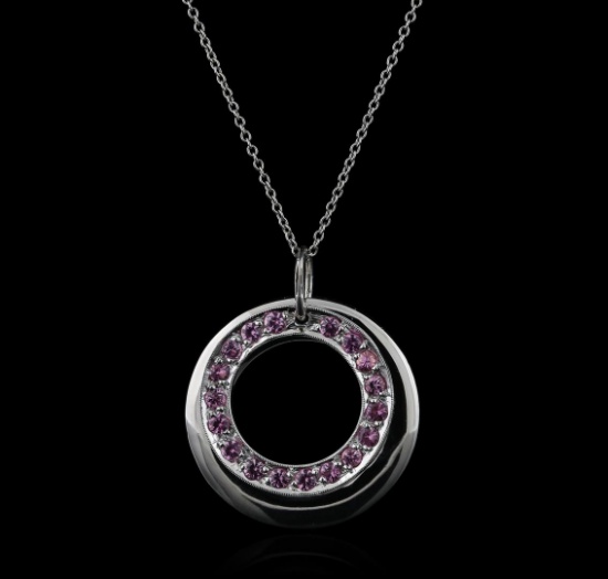 14KT White Gold 1.00 ctw Pink Sapphire Pendant With Chain