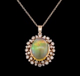 6.53 ctw Opal and Diamond Pendant With Chain - 14KT Rose Gold