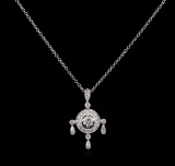 0.91 ctw Diamond Pendant With Chain - 18KT White Gold