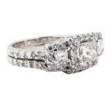 2.12 ctw Diamond Ring And Attached Band - 10KT White Gold