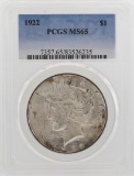 1922 $1 Peace Silver Dollar Coin PCGS MS65