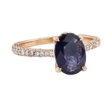 2.15 ctw Sapphire and Diamond Ring - 14KT Rose Gold