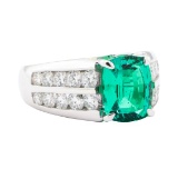 4.25 ctw Lab Created Emerald And Diamond Ring - 18KT White Gold
