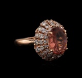 3.70 ctw Tourmaline and Diamond Ring - 14KT Rose Gold