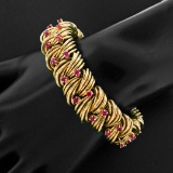 TIFFANY & CO. 18k Gold Wire 3.60 ctw Fine Round Ruby Statement Bracelet