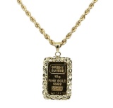 10 Gram Swiss Credit Pendant with Chain - 14KT and 24KT Yellow Gold
