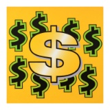 Dollar Sign (Yellow Background) by Steve Kaufman (1960-2010)