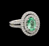 1.50 ctw Emerald and Diamond Ring - 14KT White Gold
