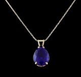 8.54 ctw Tanzanite Pendant With Chain - 14KT White Gold