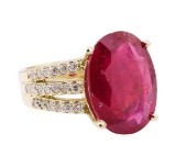11.80 ctw Ruby And Diamond Ring - 14KT Yellow Gold