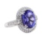 7.05 ctw Tanzanite and Diamond Ring - Platinum