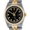 Rolex Mens 2 Tone 14K Black VS Diamond 36MM Datejust Wristwatch