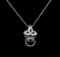 0.16 ctw Pearl and Diamond Pendant - 14KT White Gold