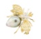 0.52 ctw Diamond and Pearl Bee Pendant-Pin - 14KT Yellow Gold
