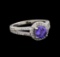 1.37 ctw Tanzanite and Diamond Ring - 14KT White Gold