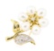 0.44 ctw Diamond and Pearl Flower Pin - 14KT Yellow Gold