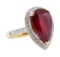 9.24 ctw Ruby and Diamond Ring - 14KT Yellow Gold